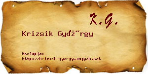 Krizsik György névjegykártya